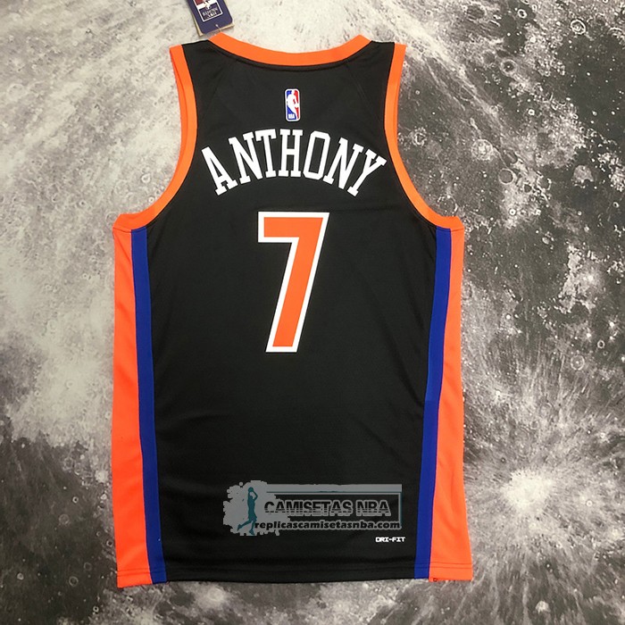 Camiseta New York Knicks Carmelo Anthony NO 7 Ciudad 2022-23 Negro